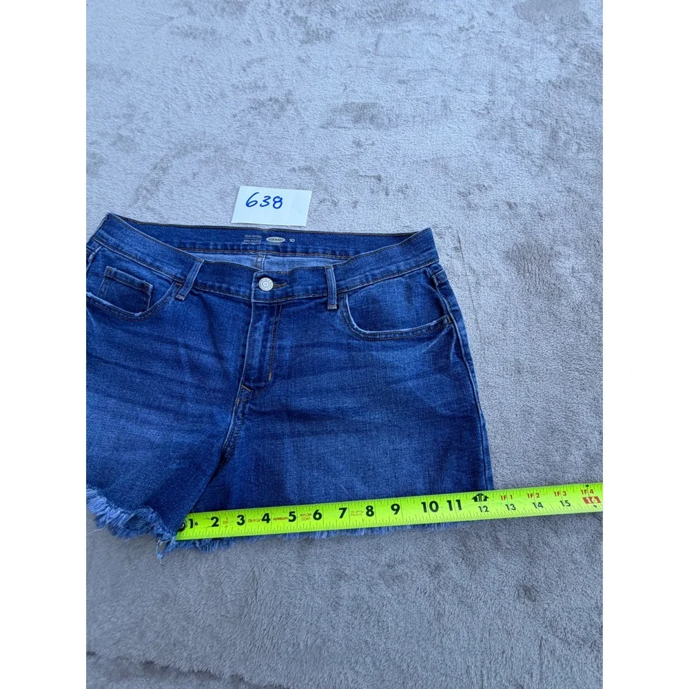 Old Navy Denim Shorts Womens 10 Blue Raw Hem Semi-Fitted Stretch